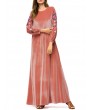 Muslim Embroidery Long Sleeve Overhead Maxi Dress