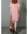 Loose Polka Dot Print Pockets Short Sleeve Vintage Dresses