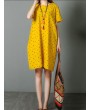 Loose Polka Dot Print Pockets Short Sleeve Vintage Dresses