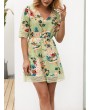 Bohemian Floral Printed V-neck Half Sleeve Mini Dresses