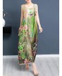 Side Splited Floral Print Elegant Sleeveless Maxi Dresses