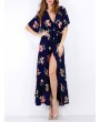 Bohemian Half Sleeve Side Split V-neck Maxi Dresses