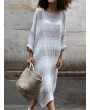 Contrast Color Stripe Loose Long Sleeve Casual Maxi Dress