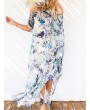 Off-shoulder Floral Leopard Print Maxi Dress For Women