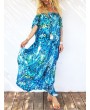 Off-shoulder Floral Leopard Print Maxi Dress For Women