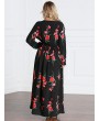 Bohemian Floral Print Long Sleeve O-neck Women Maxi Dresses