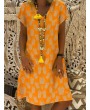 Pineapple Print Short Sleeve V-neck Casual Dress For Women