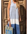 Bohemian Print Patch Sleeveless Maxi Dress