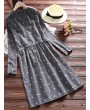 Polka Dot Print Drawstring Waist Long Sleeve Vintage Dresses