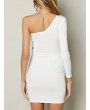 Sexy One Shoulder Hollow Bodycon Women Mini Dress