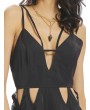 Women Sexy Backless Cross Strap V Neck Pleat Mini Dress