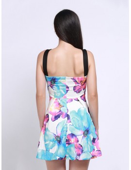 Casual Ladies Floral Print Halter Neck Dress