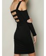 Sexy Cold Shoulder Backless Long Sleeve Women Dress