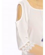 Women Casual Crochet lace Off Shoulder O-neck Half Sleeve Loose Mini Dress