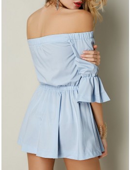 Sexy Off-shoulder Flouncing Horn Sleeve Women Mini Dress