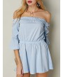 Sexy Off-shoulder Flouncing Horn Sleeve Women Mini Dress