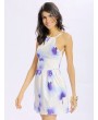 Women Sexy Halter Neck Ink Print Backless Sleeveless Mini Dress