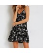 Sexy Floral Print Backless Cami V-neck Mini Dress For Women