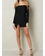 Sexy Off-shoulder Side Split Long Sleeves Women Mini Dress