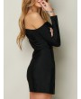 Sexy Off-shoulder Side Split Long Sleeves Women Mini Dress