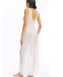 Woven Sexy Tassels Backless Sleeveless Slit O Neck Maxi Dress