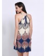 Women Sleeveless Halter Print Mini Dress