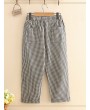 Plaid Cartoon Drawstring Casual Black&White Pants