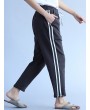 Casual Stripe Drawstring Waist Women Pants