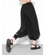 Black Loose Elastic Waist Solid Color Casual Harem Pants