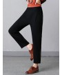 Casual Pure Color Elastic Waist Women Pants With Pockets