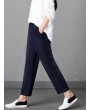 Casual Pure Color Elastic Waist Women Pants With Pockets