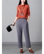 Casual Pure Color Elastic Waist Women Pants With Pockets