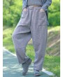 Casual Loose Solid Grey Big Pockets Women Wide Leg Pants