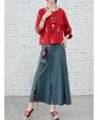 Folk Style Floral Print Patchwork Splited High Waist Women Pants