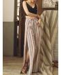 Boho Print Side Slit Drawstring Pants