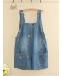 Casual Leaf Embroidered Strap Short Denim Pants