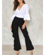 Casual Pure Color Flouncing High Waist Flared Pants