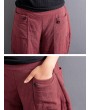 Casual Solid Color Patchwork Elastic Waist Women Harem Pants