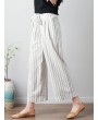 Stripe Wide Leg Drawstring Waist Casual Pants