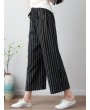 Stripe Wide Leg Drawstring Waist Casual Pants