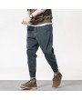 Loose Solid Color Casual Harem Pants Big Pockets Jean for Men