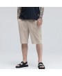 Mens Summer 100% Cotton Breathable Solid Color Knee Length Drawstring Casual Shorts