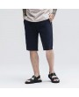 Mens Summer 100% Cotton Breathable Solid Color Knee Length Drawstring Casual Shorts