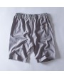 Mens Summer 100% Cotton Breathable Solid Color Knee Length Drawstring Casual Shorts