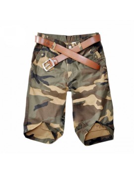 Mens Summer 100%Cotton Breathable Camouflage Knee Length Casual Shorts