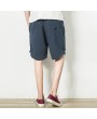 Mens Summer Breathable Solid Color Loose Drawstring Casual Shorts Board Shorts