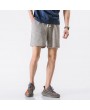 Mens Summer Breathable Solid Color Cotton Shorts Casual Drawstring Board Shorts Running Shorts