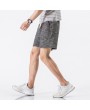 Mens Summer Breathable Solid Color Cotton Shorts Casual Drawstring Board Shorts Running Shorts