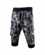 Mens Camo Printing Knitted Drawstring Zipper Pocket Casual Sport Shorts