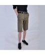 Mens Summer 100%Cotton Breathable Solid Color Knee Length Regular Fit Casual Shorts